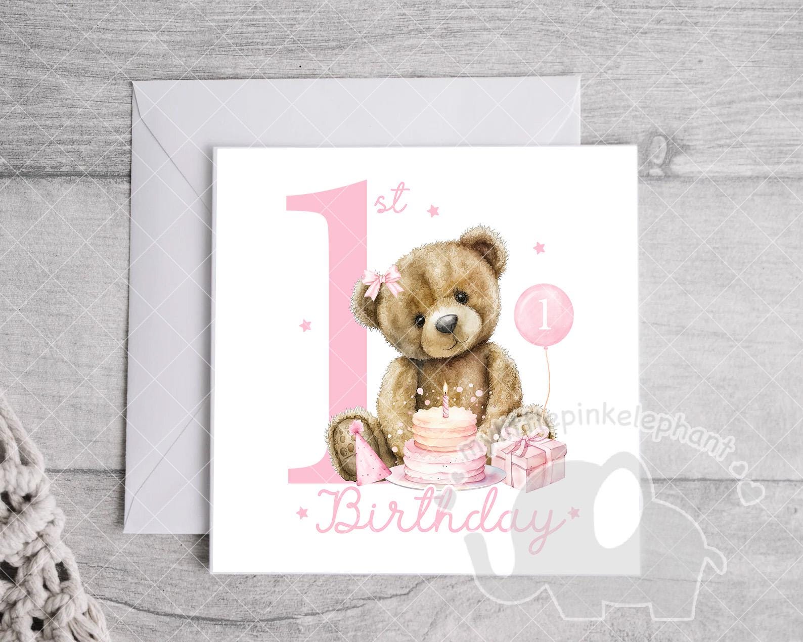 Teddy Bear Girl Pink Balloon 1st Birthday PNG, Bear 1st Birthday ...