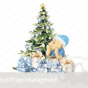 Winnie th Pooh Christmas PNG, Christmas Baby PNG, 1st Christmas, Winnie the Pooh Christmas, Christmas Bag, Instant Digital Download