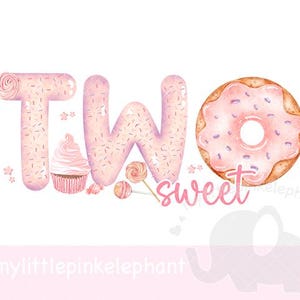 Twee zoete 2e verjaardag PNG, zoete lekkernijen verjaardag clipart, meisjes 2e verjaardag kaart ontwerp, verjaardag sublimatie, instant digitale download