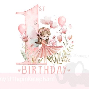 Aquarelle rose fée champignon vénéneux numéro 1 PNG, une conception de sublimation de fées, décoration de fête d'anniversaire de fée, fête de fée, téléchargement immédiat