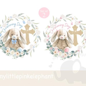Coniglietto orecchie cadenti Battesimo Battesimo Giorno del nome clipart PNG sublimazione, Coniglietto orecchie cadenti Croce, Battesimo, Religione, Download digitale