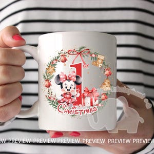 Classic Minnie Mouse 1st Christmas Wreath PNG, Baby's 1st Christmas T ...