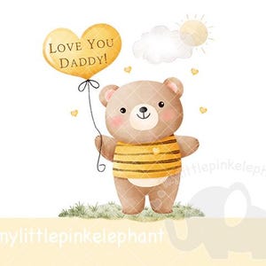 Ours mignon heureux fête des pères PNG, conception fête des pères, sublimation fête des pères, papa, papa, téléchargement numérique instantané