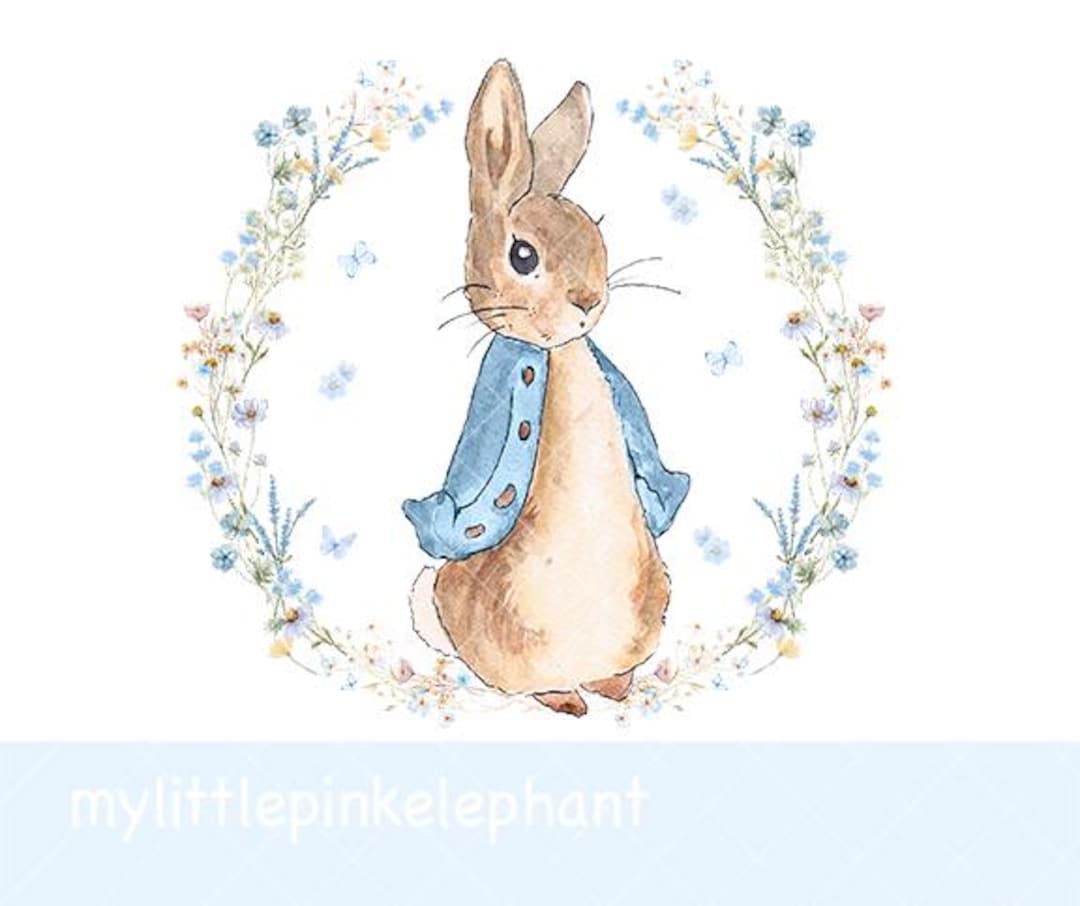 Peter Rabbit Blue Wild Wreath PNG, Happy Birthday Sublimation Design ...