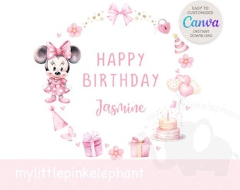 My First Minnie Mouse Birthday Girl wreath, editable canva, Disney Minnie Mouse Birthday Shirt, Disneyland Kids Birthday Shirt