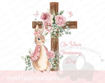 Flopsy Cross le jour de votre baptême png, bouquet de fard à joues, baptême, fichier PNG, religion PNG, sublimation, UV, téléchargement numérique