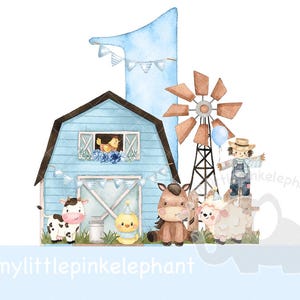 1er anniversaire bébé garçon bleu ferme grange anniversaire garçon PNG, conception en sublimation animaux de la ferme, conception de t-shirt ferme pour garçons, téléchargement immédiat