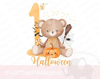 Halloween Teddy Bear PNGs, Halloween Baby PNG, too cute too spook, Baby T-Shirt Design, Halloween Treat Bag, Instant Digital Download
