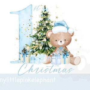 My First Christmas PNG, Christmas Baby PNG, 1st Christmas, Teddy Bear Christmas, Christmas Bag, Instant Digital Download, Blue Christmas
