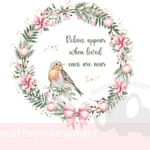Rotkehlchen erscheinen, wenn geliebte Personen in der Nähe sind PNG, Sublimationsdesign, Kartendesign, Geburtstag PNG, In Sympathie PNG, sofortiger digitaler Download