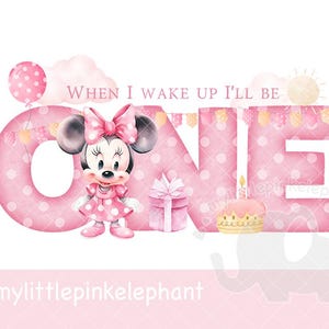 Classic Minnie Mouse 1st Birthday PNG, Baby&#39;s 1st birthday T shirt Sublimation, My First birthday, birthday cake, Instant Digital, UV/DTF