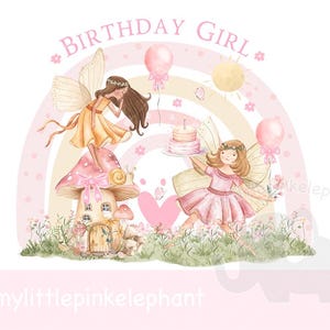 Aquarelle rose fée champignon vénéneux anniversaire fille PNG, une conception de sublimation de fées, décoration de fête d'anniversaire de fée, fête de fée, téléchargement immédiat