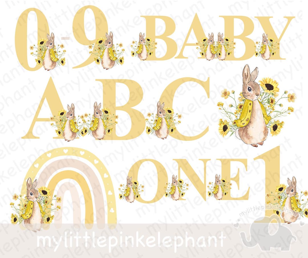 Peter Rabbit Bundle Ages 1-9 A-Z Sunflower, Flopsy Bunny PNG, Nursery ...