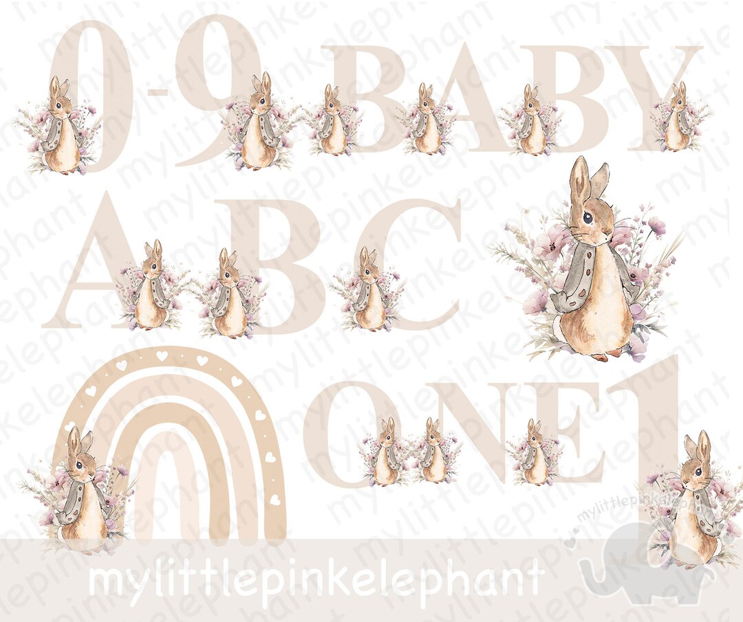 Peter Rabbit Bundle Ages 1-9 A-Z, Flopsy Bunny PNG, Set Digital Images ...