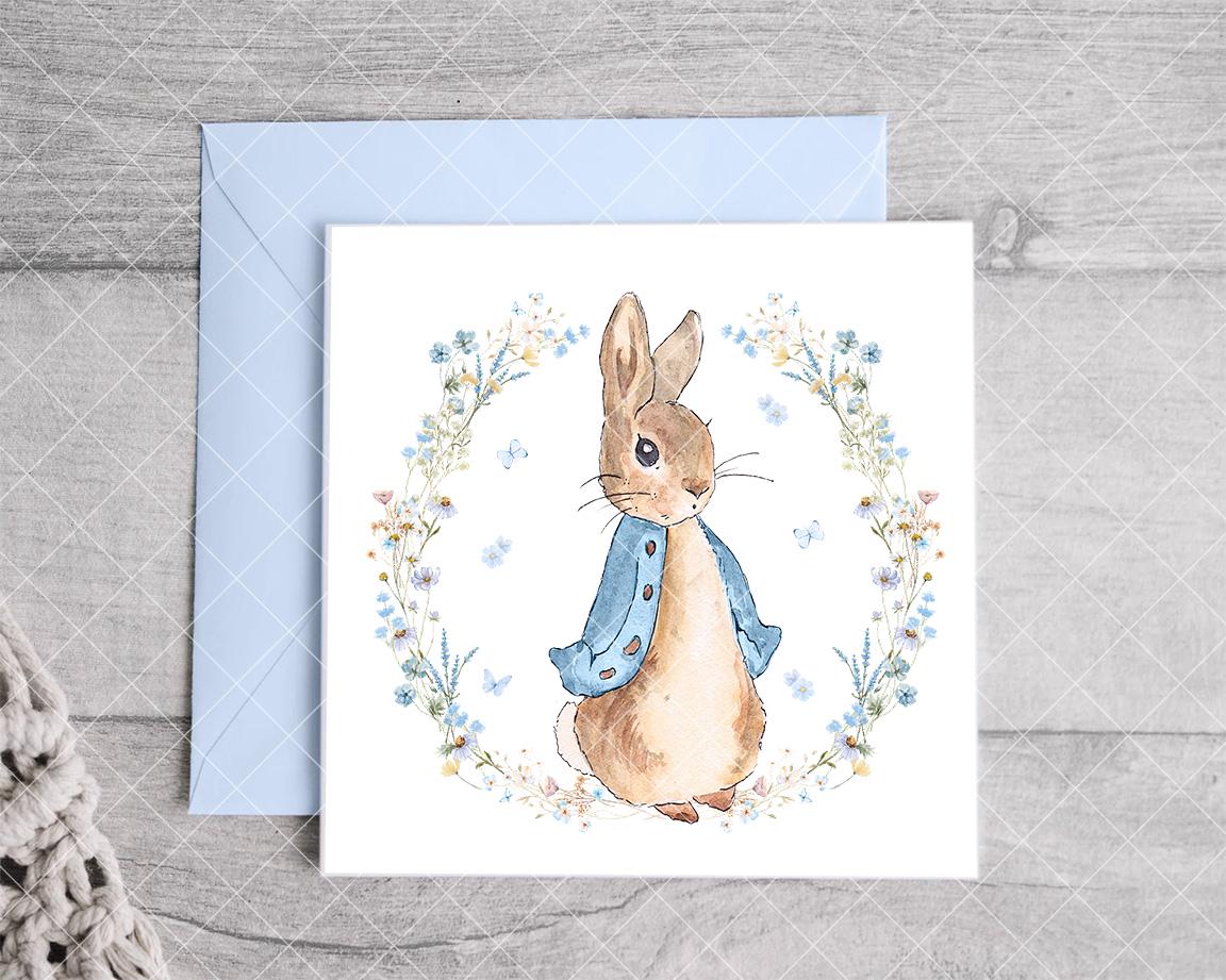 Peter Rabbit Blue Wild Wreath PNG, Happy Birthday Sublimation Design ...