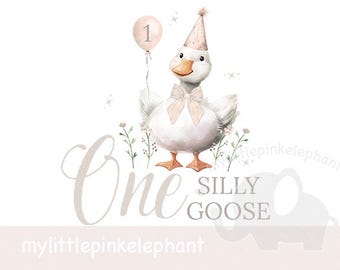 Beige One Silly Goose PNG, Beige 1st Birthday Goose Sublimation Design, Silly Goose Clipart, Trending Silly Goose, Instant Download
