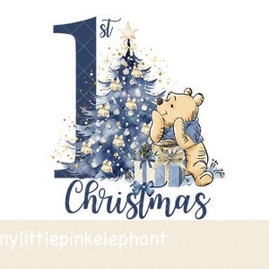 Navy Blue My First Christmas Winnie PNG, Christmas Baby PNG, 1st Christmas, Winnie Christmas, Christmas Bag, Instant Download