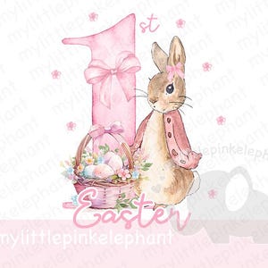 Rosa glücklich Ostern Lop Ohrhäschen & Korb Sublimationsentwurf, PNG, Osterhase, 1.Ostern, Häschen, sofortiger digitaler Download