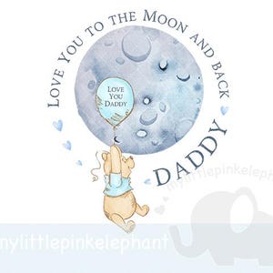 Liebe dich zum Mond Vatertag Winnie the Pooh PNG, Astronaut Clipart, Vatertagskarte Design, Papa, Daddy, Sofort Download