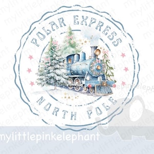 Sello Polar Express PinkClipart, tren navideño tradicional, campana Believe, diseño de camiseta PNG, boleto, diseño de tarjeta, imagen de sublimación