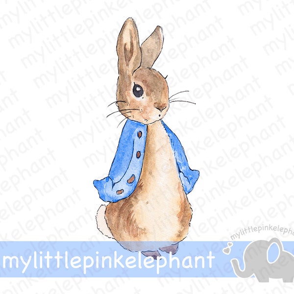 Instant PNG Download, Peter Rabbit In Blue Jacket, Clip Art, Nursery PNG, Digital Download