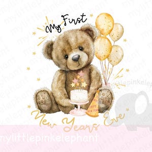 Silvester, Baby-Design, Sublimationsdruck, PNG digitaler Clipart-Download, Babykleidung, Weihnachtskarten, Lätzchen, Aquarelldesign