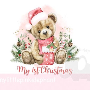 Christmas Bear Santa PNG, Bear Sublimation Design, Christmas Teddy Bear, Christmas Card Design, Santa Sack Design, Instant Digital Download