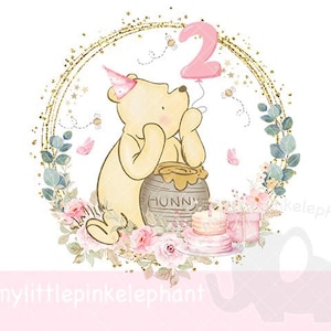 Winnie The Pooh 2nd Birthday PNG, Pooh Birthday Sublimation Design, Pink 2nd Birthday, First Birthday Winnie Pooh, Instant Digital Download