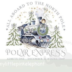 Polar Express Silver Clipart, Traditional Christmas Train, Believe Bell, T-shirt Design PNG, ticket, card design, Sublimation image