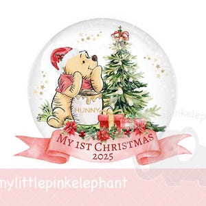 Teddy Bear & Christmas Tree Snow Globe PNG, Teddy Bear Sublimation Design, Christmas Eve Box Design, Bauble, Instant Digital Download