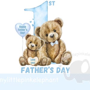 Première sublimation conception fête des pères, fête des pères PNG, conception sublimation ours en peluche, conception de sublimation gilet bébé, première fête des pères PNG