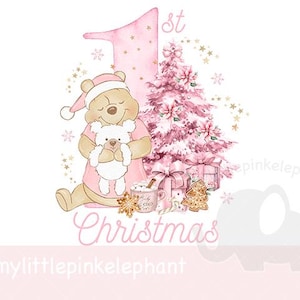 Ghirlanda di Natale di Winnie The Pooh in formato PNG, stampa a sublimazione della maglietta del primo Natale del bambino, scatola della vigilia di Natale, sacco di Natale, download digitale istantaneo