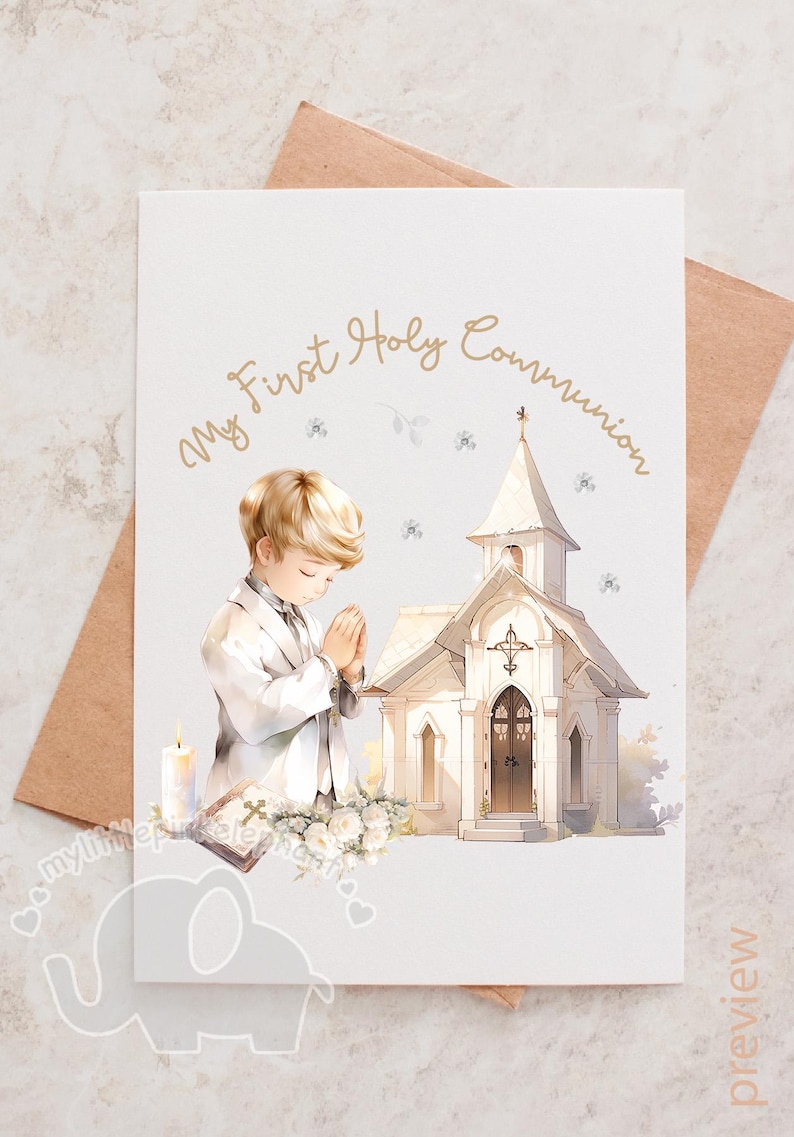 My First Holy Communion PNG, Praying Boy First Communion Clipart, Holy ...