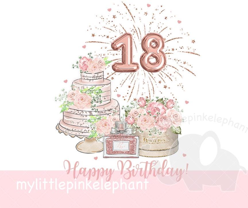 Geburtstagskarte Für Tochter Zum 18. – Floraler Kuchen-Look Mit Goldfolie