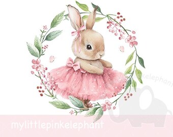 Couronne de fleurs rose Flopsy Bunny PNG, conception de sublimation de lapin rose, nouveau bébé, baby shower, 1er anniversaire de lapin, téléchargement immédiat