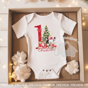 Classic Minnie Mouse 1st Christmas PNG, Baby's 1st Christmas T Shirt ...