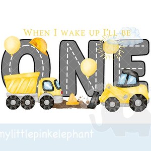 1st Birthday Digger Sublimation Design, Yellow Construction Truck PNG, Boy Tee Design, Construction Party Decor, Instant Digital Download