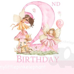 Aquarel roze Fairy Toadstool nummer 2 PNG, twee feeën sublimatie ontwerp, Fairy Birthday Party Decor, Fairy Party, Instant Download