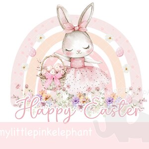 Rosa Frohe Ostern Ballerina Bunny & Korb Sublimationsdesign, PNG, Osterhase, 1.Ostern, Ballerina Bunny Bunny, Sofort Download