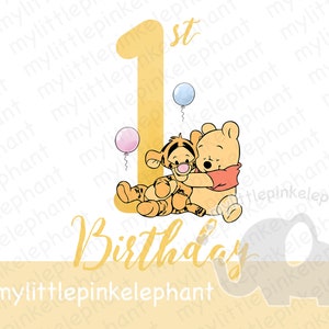 Baby Winnie The Pooh 1. Geburtstag PNG, 1. Geburtstag Sublimationsdesign, Bär Clipart, Erster Geburtstag Winnie Design, Pooh Bär