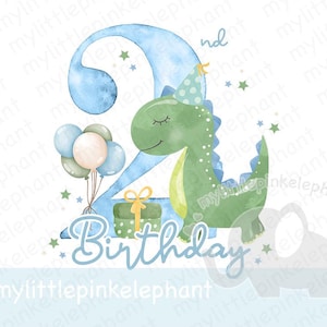赤ちゃん恐竜 2 歳の誕生日 PNG、ハッピーバースデー昇華デザイン、2 歳の誕生日、2 歳の誕生日恐竜デザイン、インスタントデジタルダウンロード