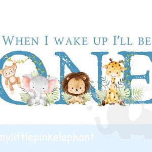 Baby Safari Animals Kids PNG, Watercolor Baby Animals, Sage Green Wild One PNG, Birthday Card image, Instant Digital Download, T Shirt