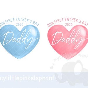 Nuestro primer corazón rosa y azul PNG del Día del Padre 2025, Corazón rosa y azul, Diseño de sublimación del Día del Padre, Papá, Descarga digital instantánea