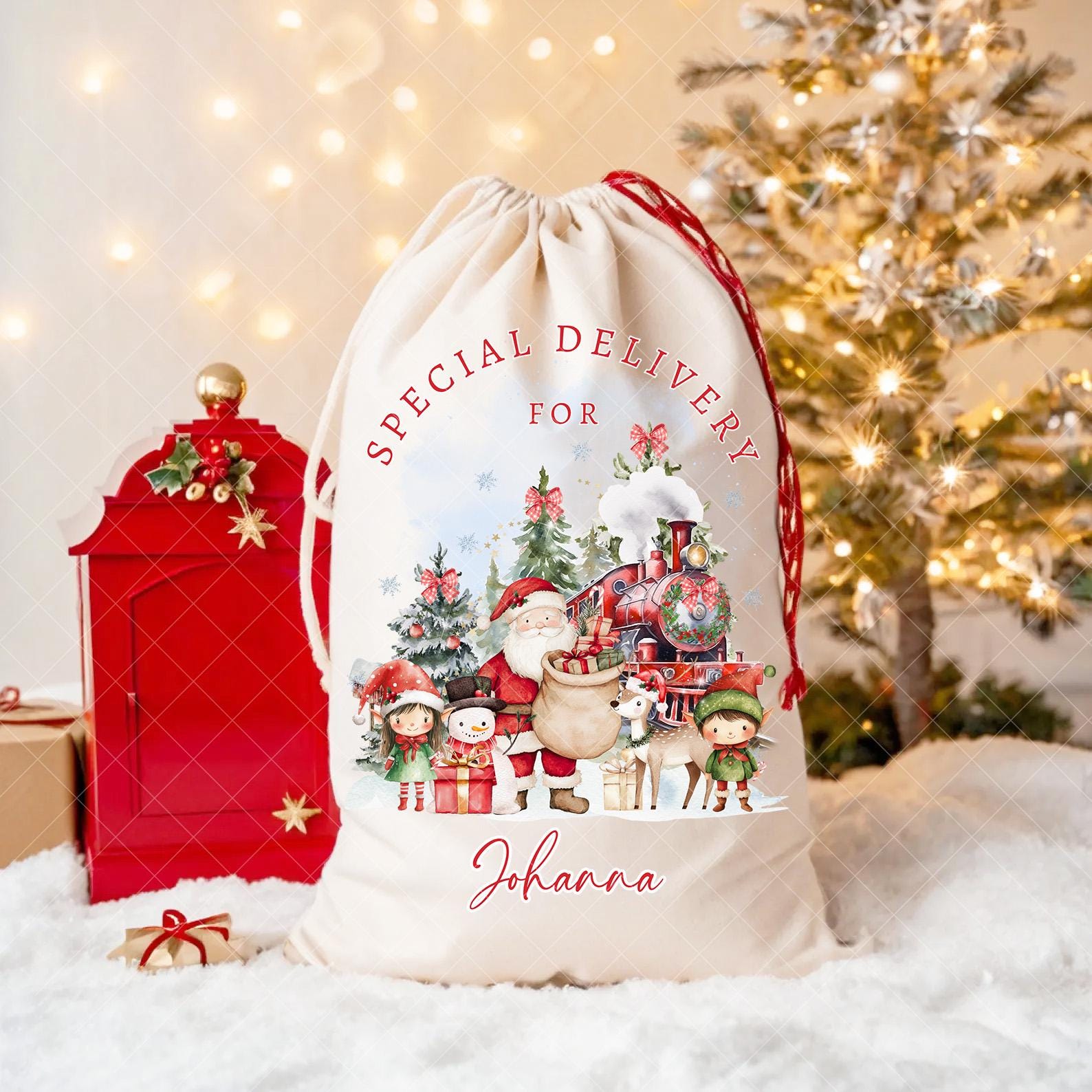 サンタ クリスマスサンタとポーラーエクスプレスの編集可能なCanva