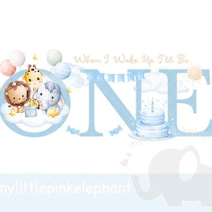 Watercolor Baby Safari Wild Balloons 1st Birthday PNG, First Birthday Sublimation Design, Baby boys First Birthday, Instant Digital Download