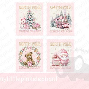 Juego de sellos postales del Polo Norte, Mikey Mouse PNG, Juego de sellos postales del Polo Norte, Pegatinas, Sellos de cartas de Papá Noel, Marca postal, Descarga digital instantánea