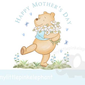 Winnie the Pooh Feliz Día de la Madre png, Diseño de Winnie para el Día de la Madre, Diseño de sublimación, PNG, Diseño de tarjeta para el Día de la Madre, Descarga instantánea
