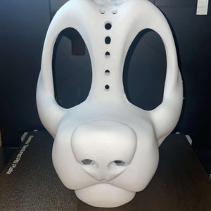 Large Canine Fursuit Head Base (White) | 3D Printed Furry Head Base | L 18 CM W 15 CM H 21 CM