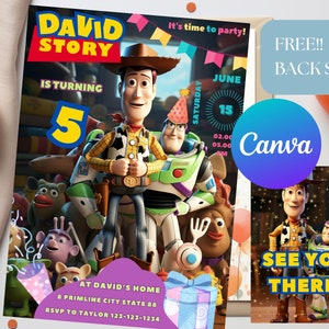 Toy Story Digital Invitation, Toy Story Birthday Party, Kids Digital invitation, Kids Birthday Party, Instant Download, Canva, Toy Story