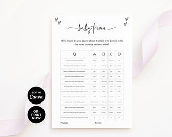 Juego de preguntas y respuestas para baby shower (descarga digital)